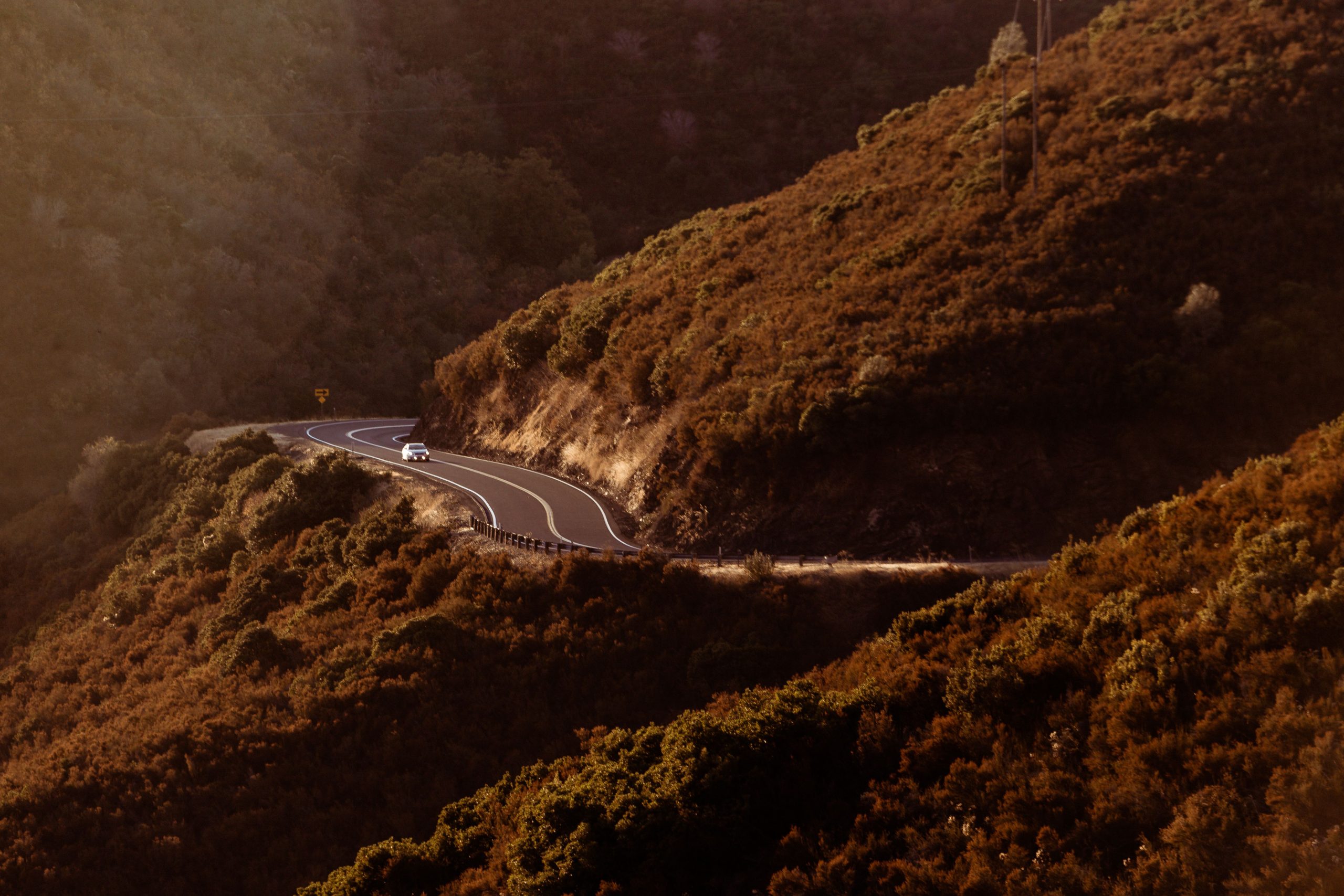 Winding canyon road through the Santa Monica Mountains